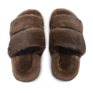 Signature Womens Fur Slippers Cozy Mink House shoes Indoor Outdoor - Picture 1 of 105