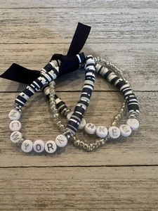 Any Team! Adorable Set of New York Yankees Bracelets Stacking Bracelets - Picture 1 of 2
