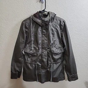 Monoreno Gray Cotton Hooded Jacket Military Style Women's Size Small - Picture 1 of 11