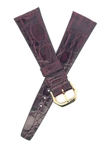 Raymond Weil 20mm x 14mm Burgundy Leather Watch Band Gold Buckle S - Picture 1 of 3