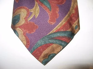 KENNETH ROBERTS 58 x 3.75 Purple Brown Green SILK Necktie Tie (13165) - Picture 1 of 4