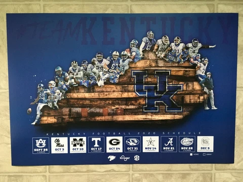 (2) 2020 KY University of Kentucky Wildcats UK Football Poster/Schedule Mint Cover