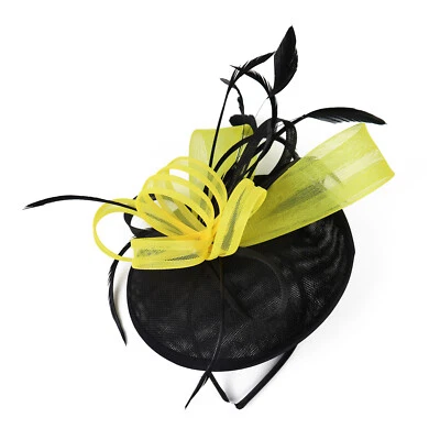 Women Feather Fascinators Hat Kentucky Hat Mesh Wedding Tea Party Derby Hat - Image 1 of 4
