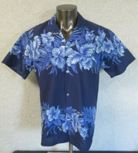 Mens Jade Fashions Short Sleeve Button Hawaiian Shirt Size M Floral Aloha Blue - Picture 1 of 8