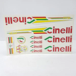 Cinelli Italian Vtg Decals Frame Stickers Cycling Green Red White Yellow Set - Picture 1 of 7