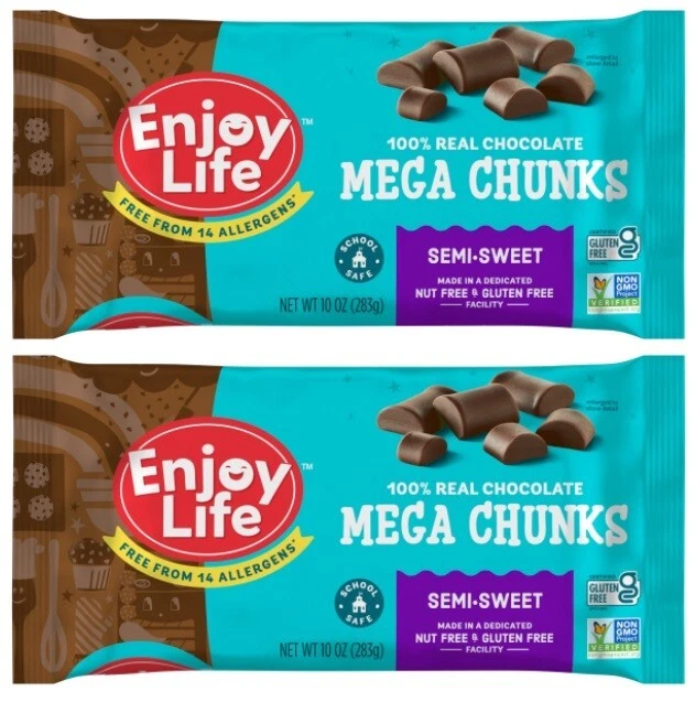 Mega trozos de chips para hornear de chocolate semi dulce Enjoy Life 10 oz (2 bolsas) Foto 1 de 1