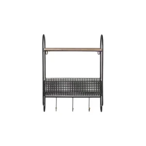 Basket 3 Hooks Wall Organizer Metal Black 20 in. H x 15 in. W x 6 in. D - Picture 1 of 12