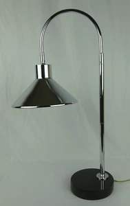 Arched Table Lamp Chome w/ Black Marble Base ~ Guzzini Style Arched Lamp ~ 28" - Picture 1 of 24