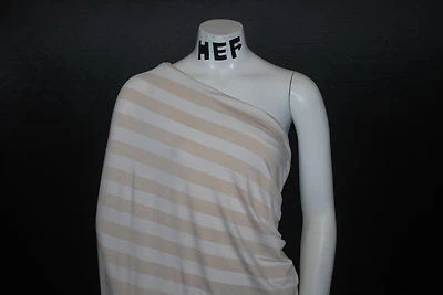 Jersey de malha Modal Supima ecológico tecido high-end listras horizontais naturais - Imagem 1 de 4