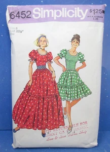 Vintage Simplicity 6452 Sewing Pattern Dress Ruffled Skirt Prairie Womens Sz 8 - Picture 1 of 7