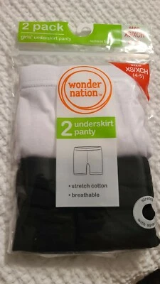 Wonder Nation Girls Size XS (4-5) Black And White 2-Pack Underskirt Panties New - Image 1 of 2