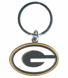 Green Bay Packers NFL Metal Chrome Logo Cut Keychain Car Auto