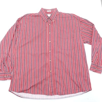 Crossings Shirt Mens Large Red Striped Cotton Peached Long Sleeve Button-Down - Image 1 of 4