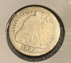 1891 O SEATED LIBERTY SILVER DIME- GOOD DETAILS, NEW ORLEANS