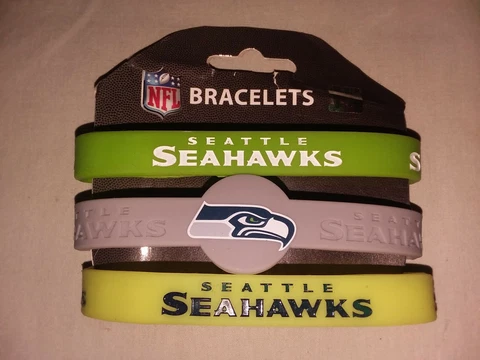 Seattle Seahawks Rubber Silicone Bracelet Wristband 3-Pack Livestrong Stretch Cover