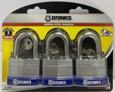 3 Pack* BRINKS *Boron Steel Shackle* PADLOCKS *W/ 1-3/16"* FAST FREE SHIPPING!! - Image 1 of 4