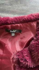 Papaya M Rot Burgund Kunstfell Jacke Mantel Cropped Plüsch Weich Y2K - Bild 1 von 3