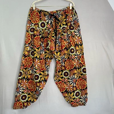 Harem Pants Floral Cotton Fabric Hippie Baggy Boho Pleated - Image 1 of 4
