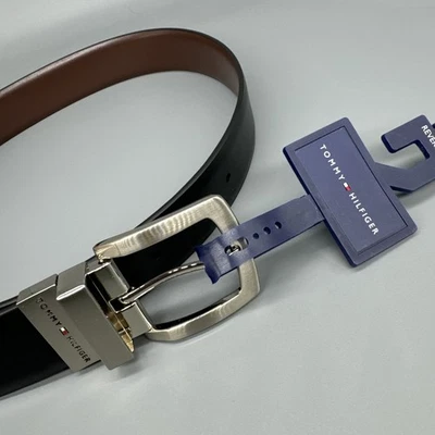 TOMMY HILFIGER 男式双面皮带黑色/棕色 - S 码 (30-32) — 第 1/4 张图片