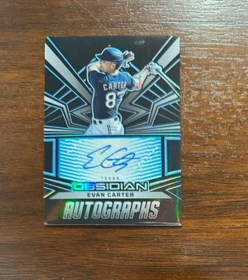 2023 Panini Chronicles - Obsidian Autographs Evan Carter (AU, RC) #’d /49 Blue - Image 1 of 2