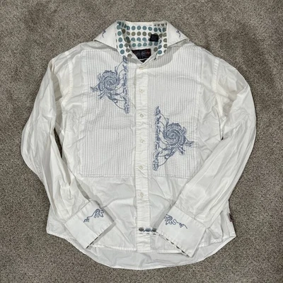 Camisa Abotonada English Laundry Blanca Floral 100% Algodón Talla M Foto 1 de 4