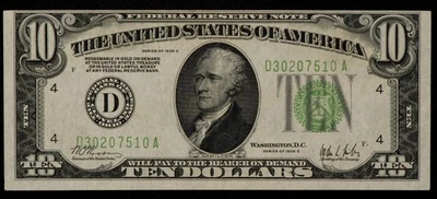 FR 2003-D $10 1928 C Federal Reserve Note US - XF+/AU - CA1683 - Image 1 of 2