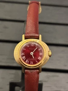 Timex Vintage UFO French Gold Case/ Ruby Red Face - Picture 1 of 7