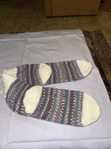 Hand Knitted Socks Cotton Blend Hand Made Warm Soft Winter Socks - Picture 1 of 4