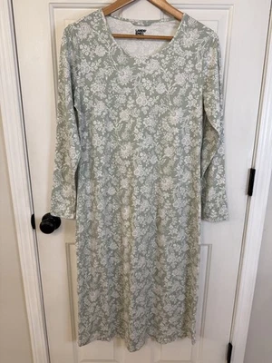 Camisón Lands End Talla S o 6/8 Verde Floral 100% Algodón Manga Larga Modesto Foto 1 de 4