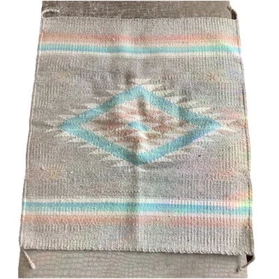 Handmade Southwestern Aztec 100% Wool Rug Serape 31” x 28” Wall Hang Geometric - Image 1 of 4