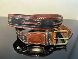 The Regent Belt Company Brown/navy Leather Mens W 34 85 Cms - Picture 1 of 4