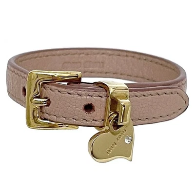 Pulsera Miu Miu Rosa Beige Corazón Cuero GP Usada Miu Miu Pulsera Columpio Foto 1 de 4