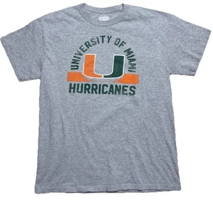 Miami Hurricanes Football T-Shirt University (Sz Medium) Box Seat Cotton Grey - Picture 1 of 5