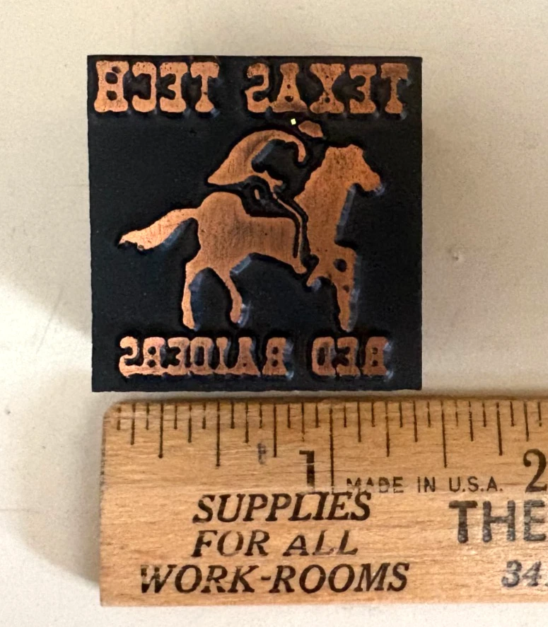 Wood and Copper print block Texas Tech Masked Rider Red Raiders - Image 1 of 1