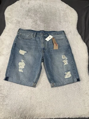 Nuevos Pantalones Cortos de Denim Levi’s 511 Para Hombres Azul Cortado Talla 38 Envejecidos  Foto 1 de 4