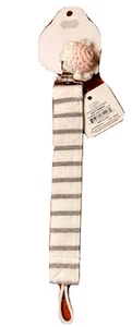 New Mud Pie Pink Flower Knit Stripe Pacifier Pacy Clip Baby Newborn 11680043 NWT - Picture 1 of 5