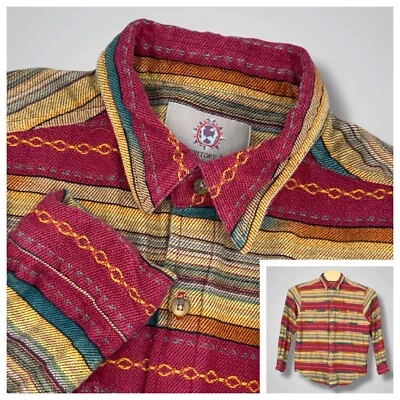 Territory Ahead Aztec Blanket Overshirt Heavy Flannel Mens Medium Red Western - Image 1 of 4