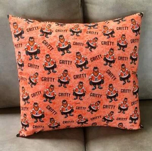 15" GRITTY HOCKEY PHILADELPHIA FLYERS PILLOW cotton pocket case w/insert foam - Picture 1 of 3