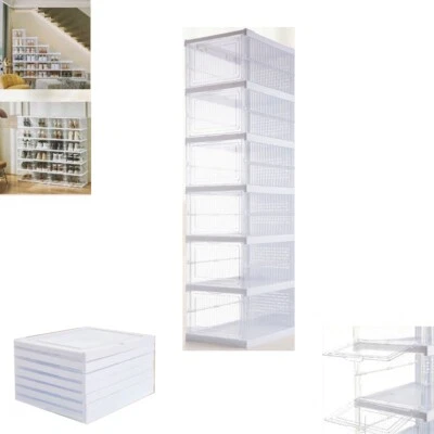 SCARPIERA 6 SCATOLE IMPILABILE CONTENITORE PIEGHEVOLE ORGANIZZATORI PORTA SCARPE - Immagine 1 di 4