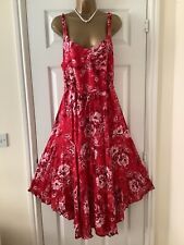 PER UNA SPECIAL OCCASION DRESS PINK RED FLORAL FIT FLARE STUNNING SZ 18