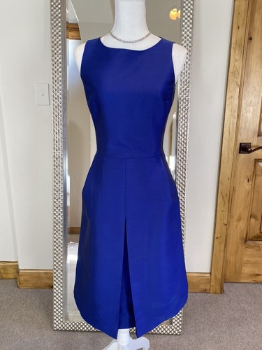 Abito Michael Kors nuovo con etichette blu cobalto scatola pieghe lunghezza ginocchio taglia US 6 vendita al dettaglio