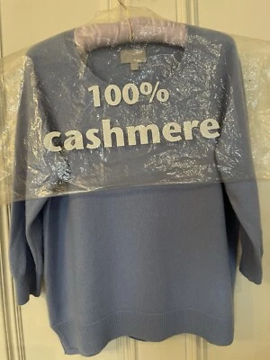 New Pure 12 Blue 100%Cashmere Jumper Relax Fit Ultra Soft Rp129 Fine Ply Warm - Image 1 of 4