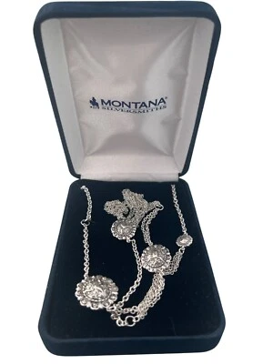 Montana Silversmiths Silver Plated Western Concho Necklace 18" With Velvet Box - Image 1 of 4