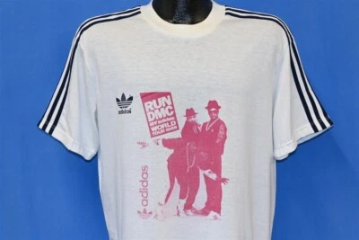vtg NWT 80s RUN DMC ADIDAS AUSTRALIA TOUR SECURITY STRIPED UNWORN t-shirt LRG L - Image 1 of 4
