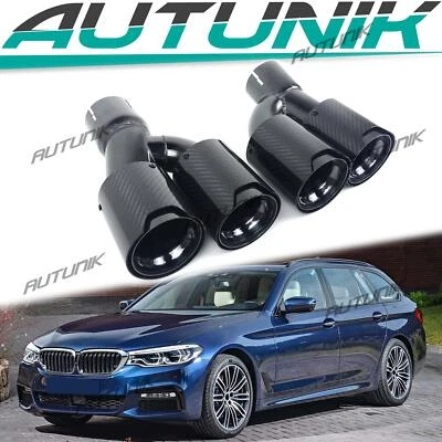 For BMW G30 M Sport 525i 530i 540i Carbon Fiber Muffler Tips Exhaust Tail Pipe - Image 1 of 4