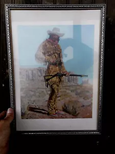 Scout Fringe Joe Grandee Picture Print Vintage Western 10 x 14 Wood Frame - Picture 1 of 12
