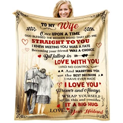 Anniversary Blanket Gift Romantic Throw for Wife or Girlfriend 60x50 Inches Foto 1 de 4