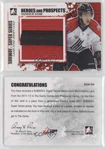 2011-12 ITG Heroes and Prospects Gold Jersey Yanick Dupre Yannick Dube #SSM-04