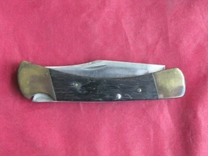 Vintage Buck Folding Lockback Hunting Knife, 2-Line Inverted Stamp - Picture 1 of 9