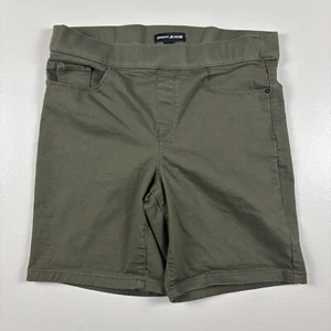 Dkny Jeans Shorts Women's Size Large Olive Green Denim Comfort Stretch Pull On - Picture 1 of 5